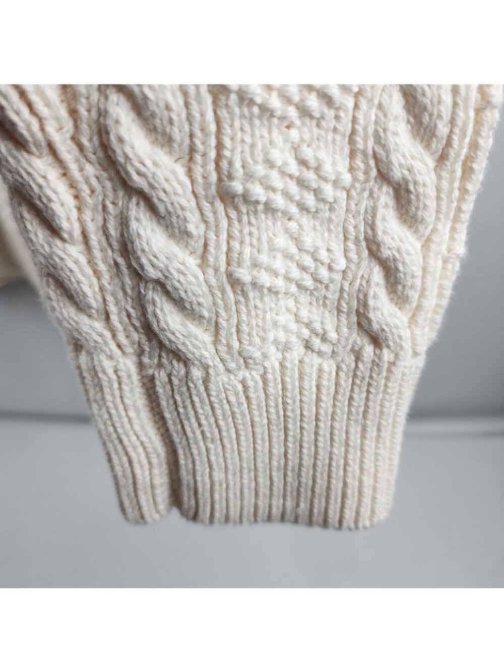 J Crew Sweater Mens Large Cream Cable Knit Pullover - Picture 5 of 9